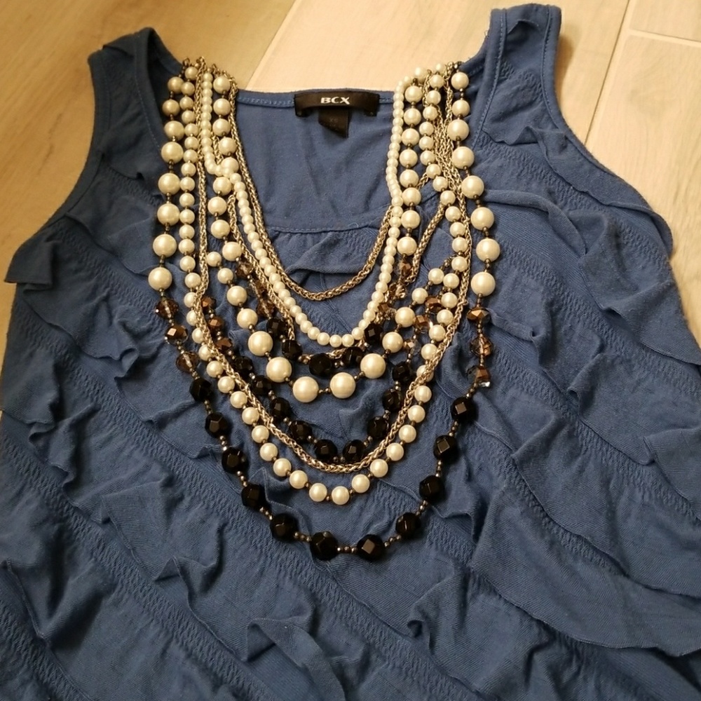 BCX Dusty Blue Ruffled Tank Top - Picture 6 of 6